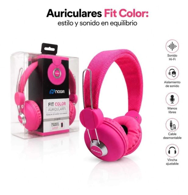 AURICULAR VINCHA PLUG 3.5 NOGA NET FIT X-2670 ROSA PC/MP3